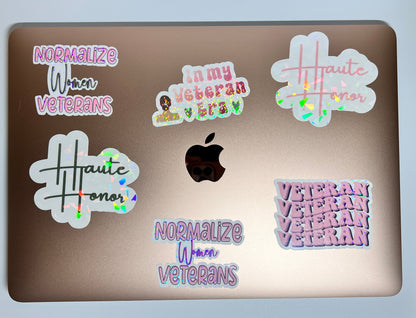 Normalize Women Veteran Sticker in Pink and Green