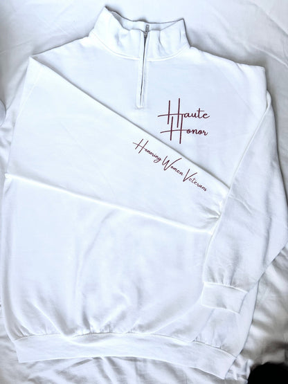 Haute Honor Quarter-zip Sweatshirt in White - Haute HonorSmallcolor