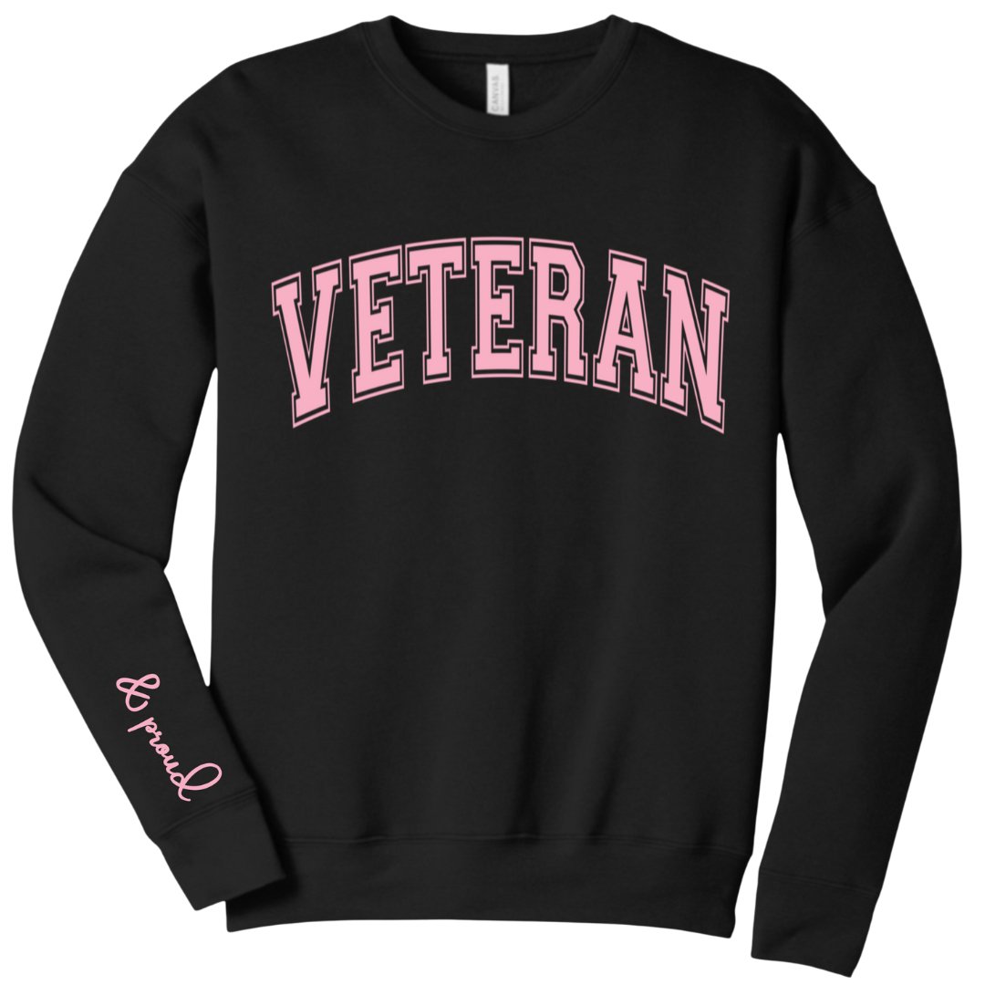 Veteran & Proud Crewneck Sweatshirt - Haute HonorXScolor